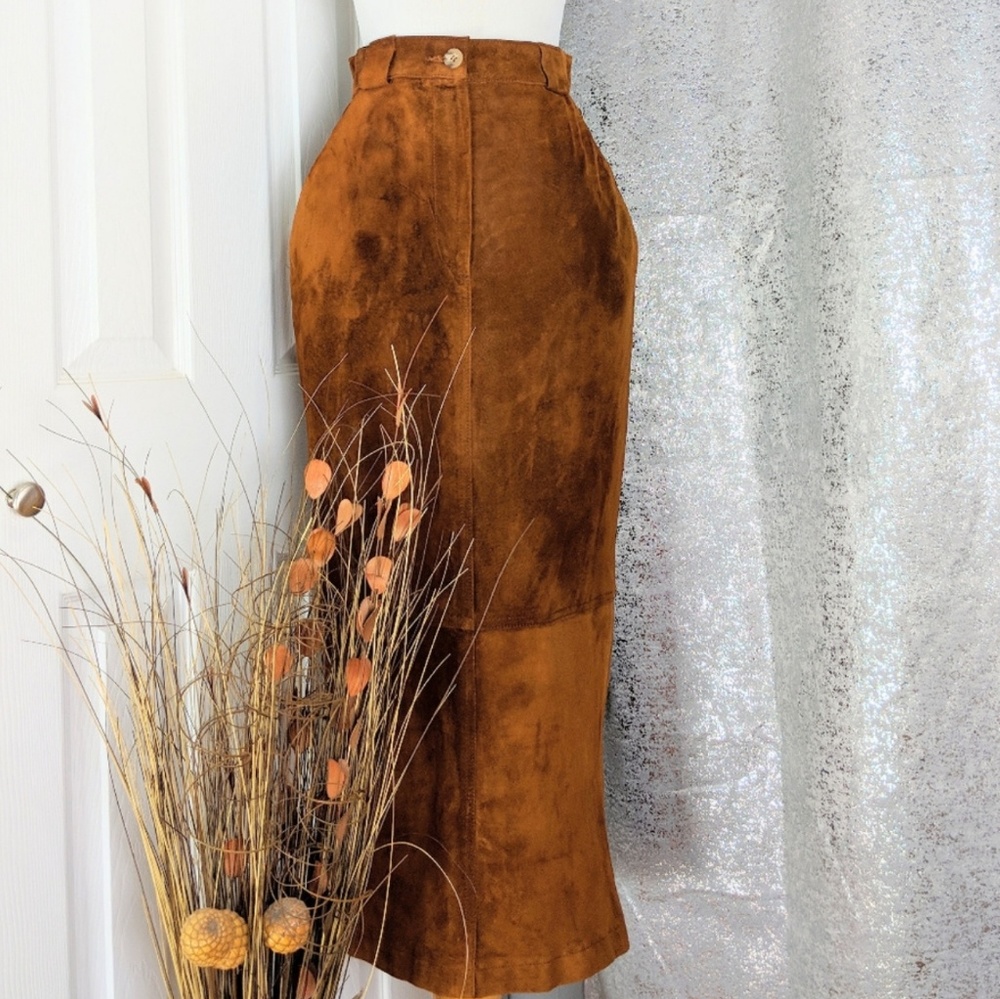 Talbot's 100% Suede Leather Midi Skirt Size 4
